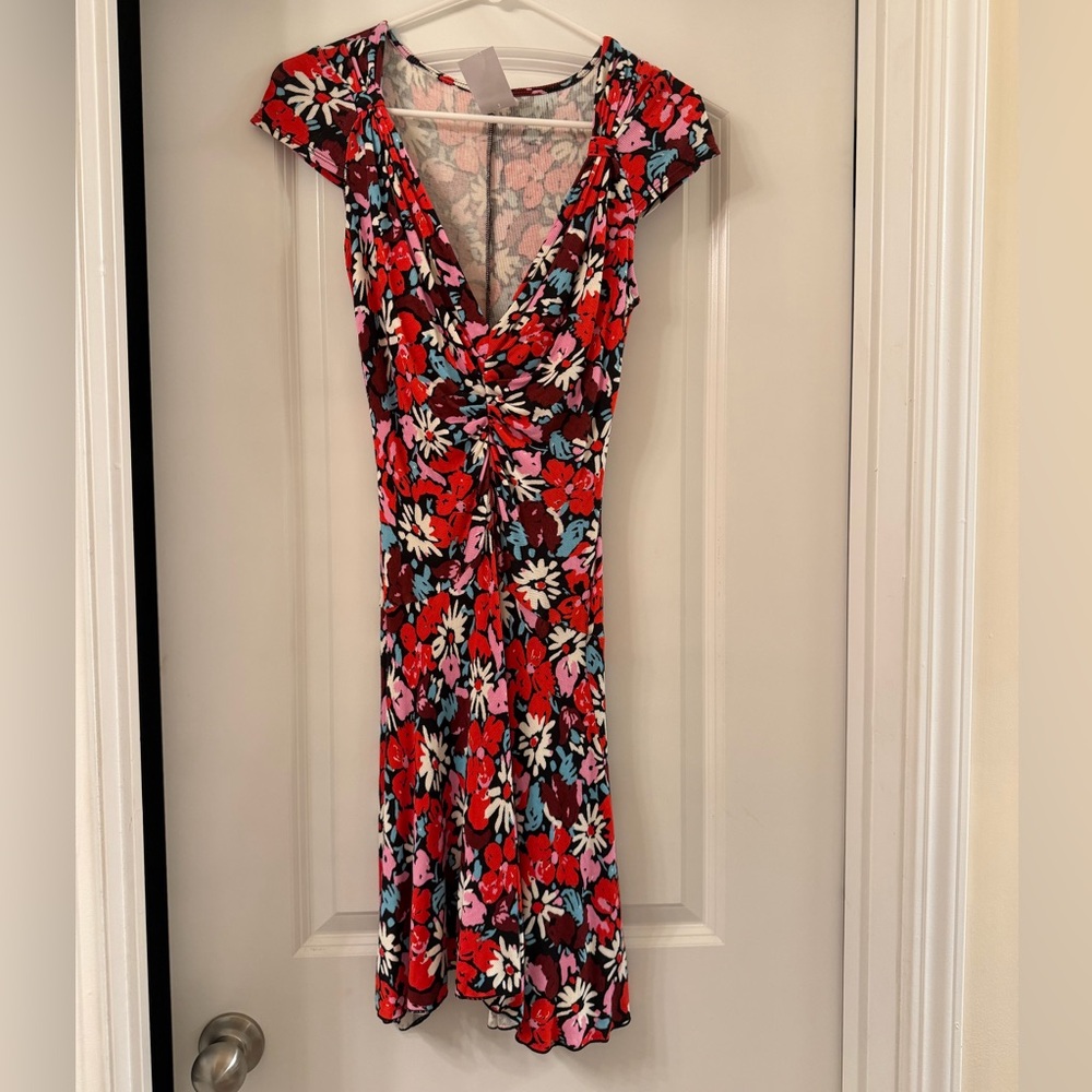 Free People Red and Pink Floral Midi Dress
